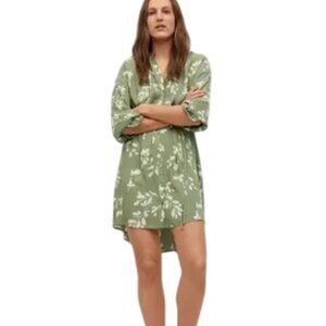 MNG Mango Leaf Print Shirt Dress Green Size‎ 10